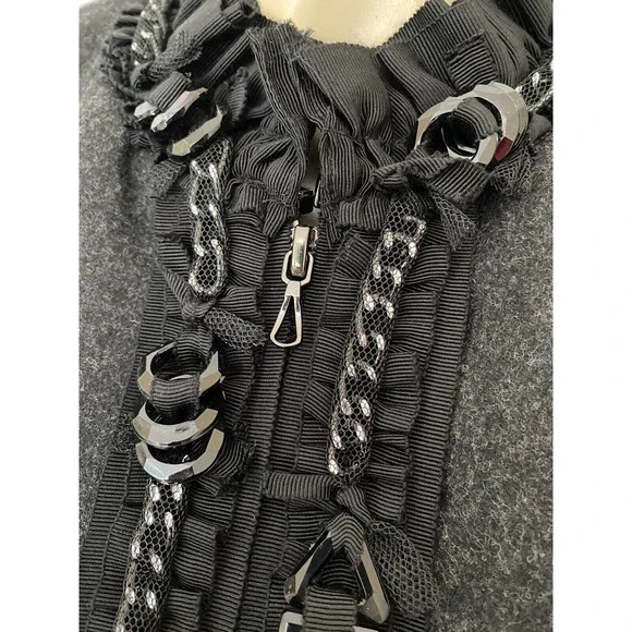 NWOT Magaschoni Collection Embellished Wool Blend Blazer Jacket Charcoal… - Picture 5 of 6